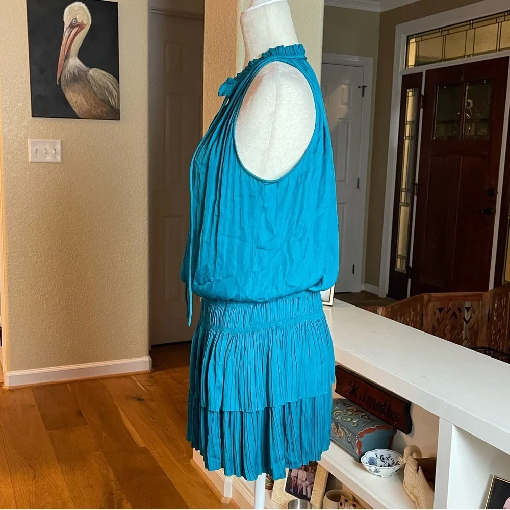 Current Air Cara Sleeveless Pleated Mini Dress Turquoise Size S - Picture 5 of 16